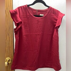 Women’s J Crew Flutter Sleeve Wine Top 16